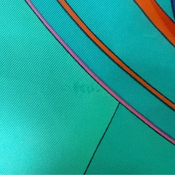 Hermes Circus 100% Silk Scarf in Red and Turquoise